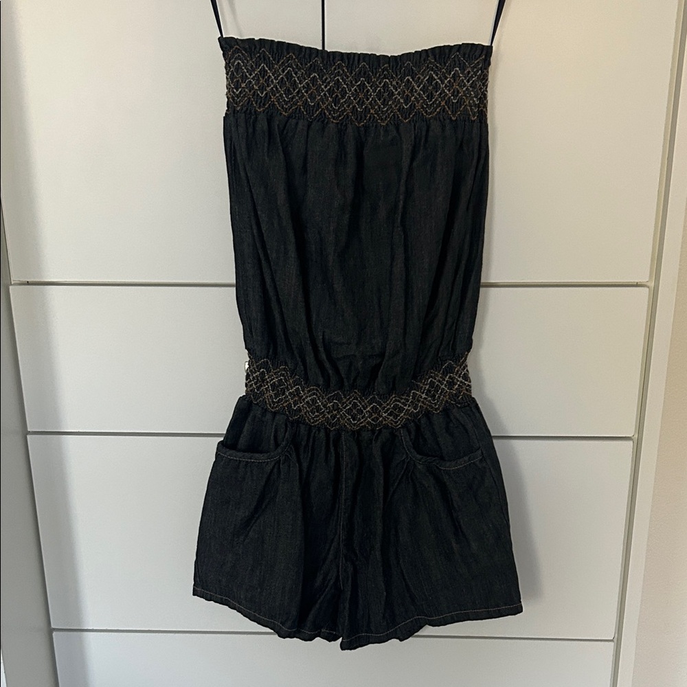 Blue Jean Strapless shorts  Jumpsuit